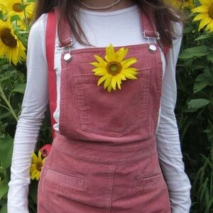 Pink Corduroy Overalls Dress